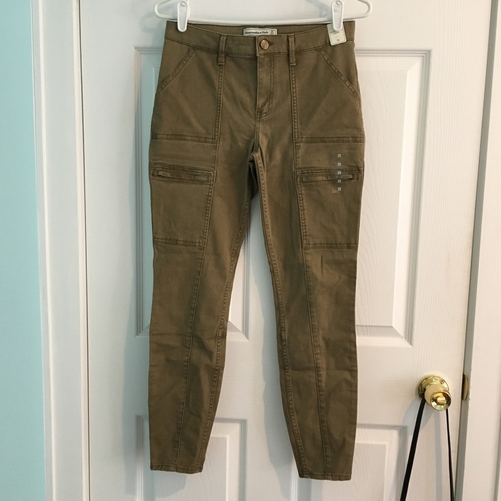 A&F olive green utility skinny jeans